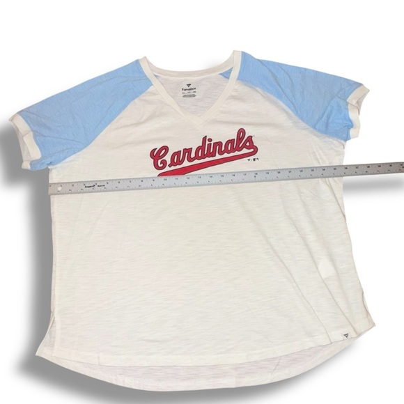 NWT FANATICS St. Louis Cardinals White/Light Blue Slub Raglan V-Neck T-Shirt 3XL - Picture 9 of 16